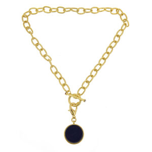 Toggle Necklace with Disc Gold/Navy